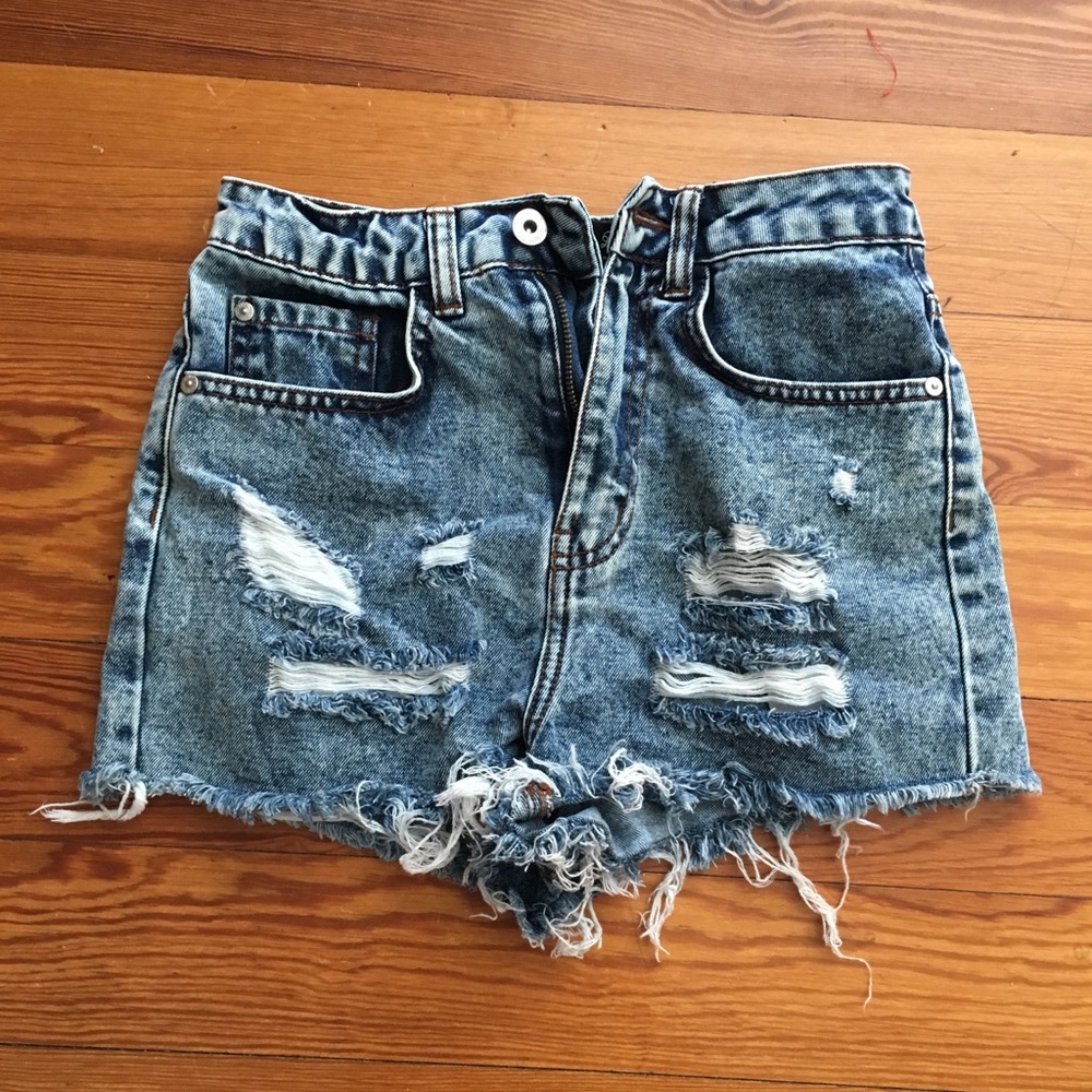 Acid Wash High Waisted Shorts